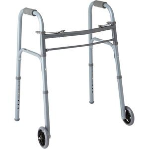 Medline Lightweight Junior/Lower Height Folding Walker with 5" Wheels
